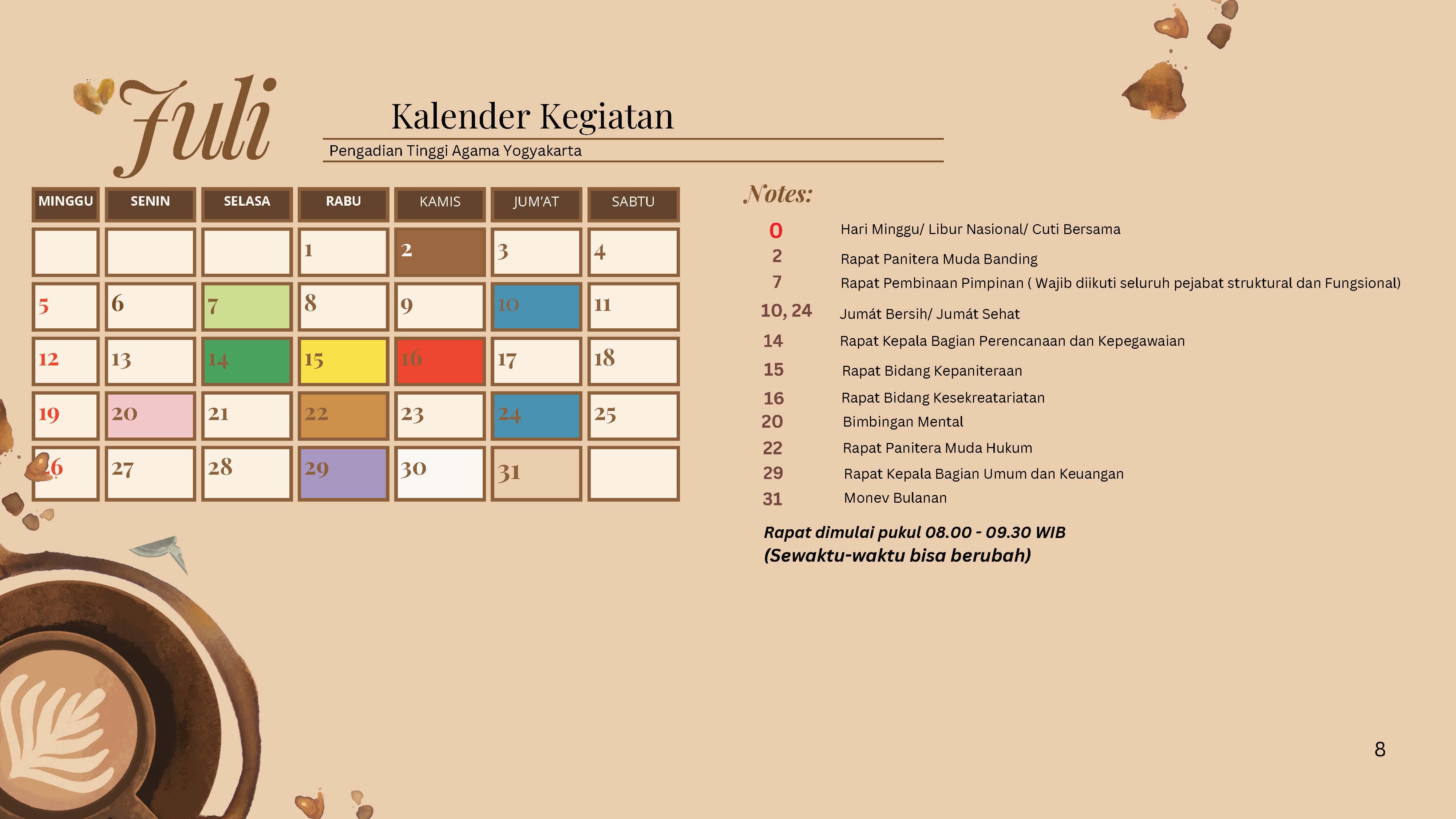 Kalender Kegiatan Bulan Juli 2026